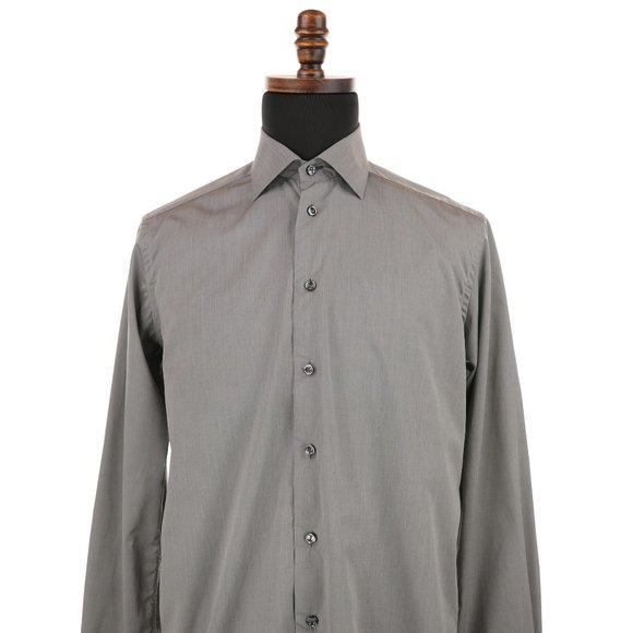 Eton Contemporary Button Front Dress Shirt Gray Men's Size 15.5 - 39 - Picture 3 of 7
